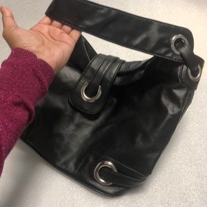 Man made material black purse  by Avon